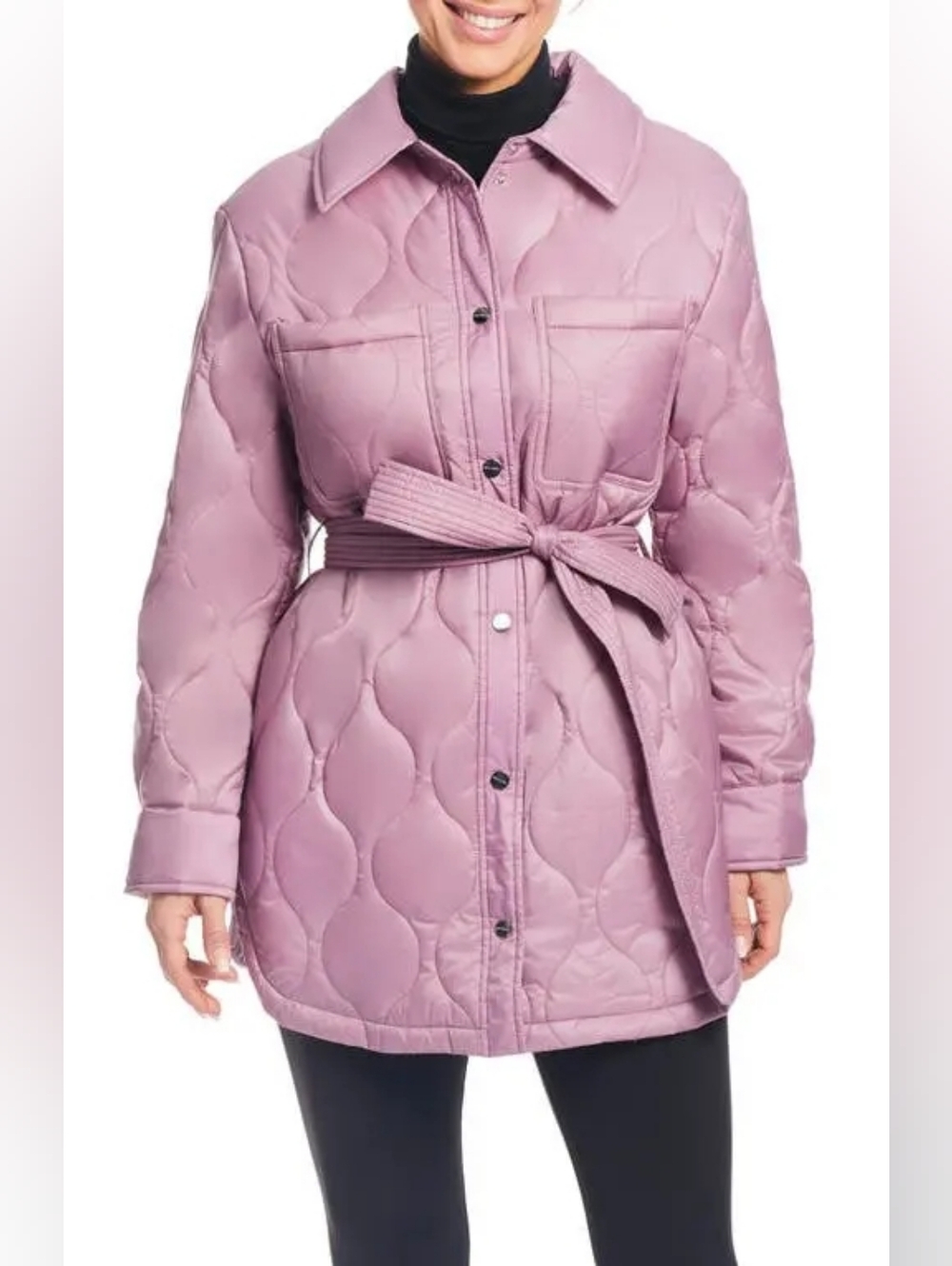 Sanctuary Quilted Belted Dusty Pink Jacket